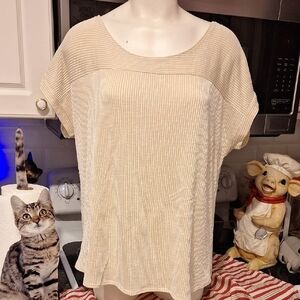 Star Vixen Tan Stretch Textured Blouse Plus Size Top 2X